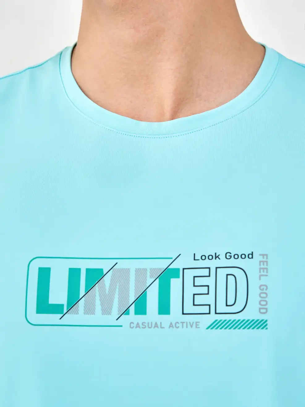 T- Shirt Nam Thể Thao In Ngực Limited - Xanh dương - XL