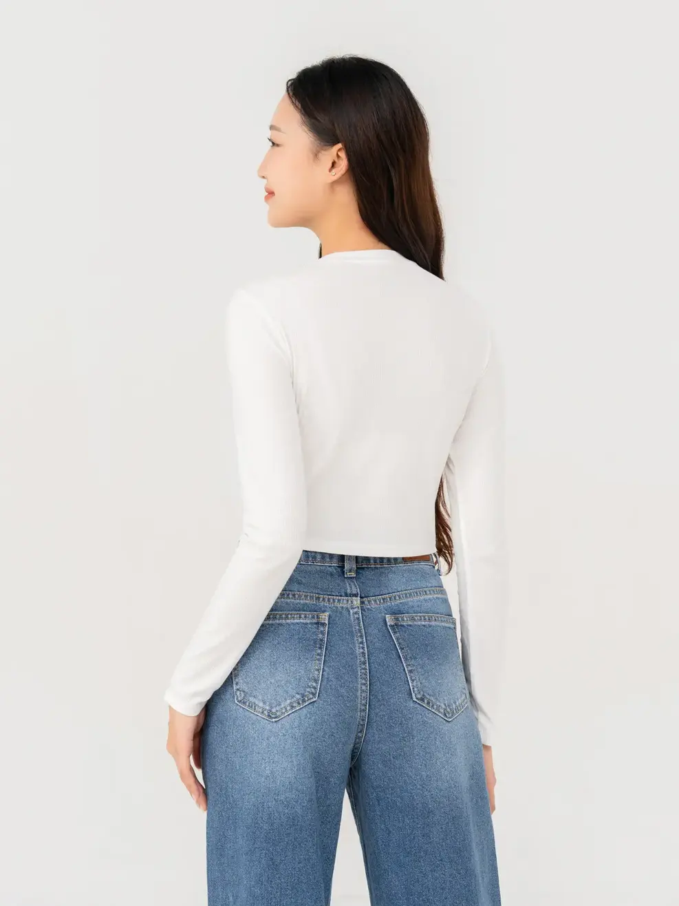 Áo Thu Đông Nữ Dáng Croptop - Trắng - S