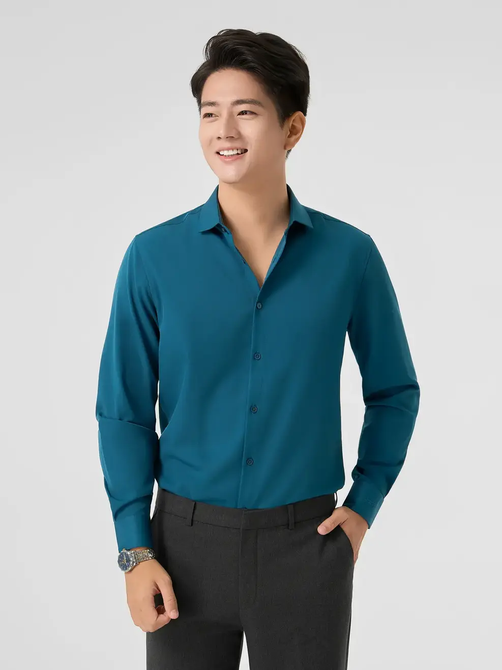 Áo Sơ Mi Nam Dài Tay Nano Chống Nhăn Khử Mùi ( Smm4073) - Xanh Lá 105 - M