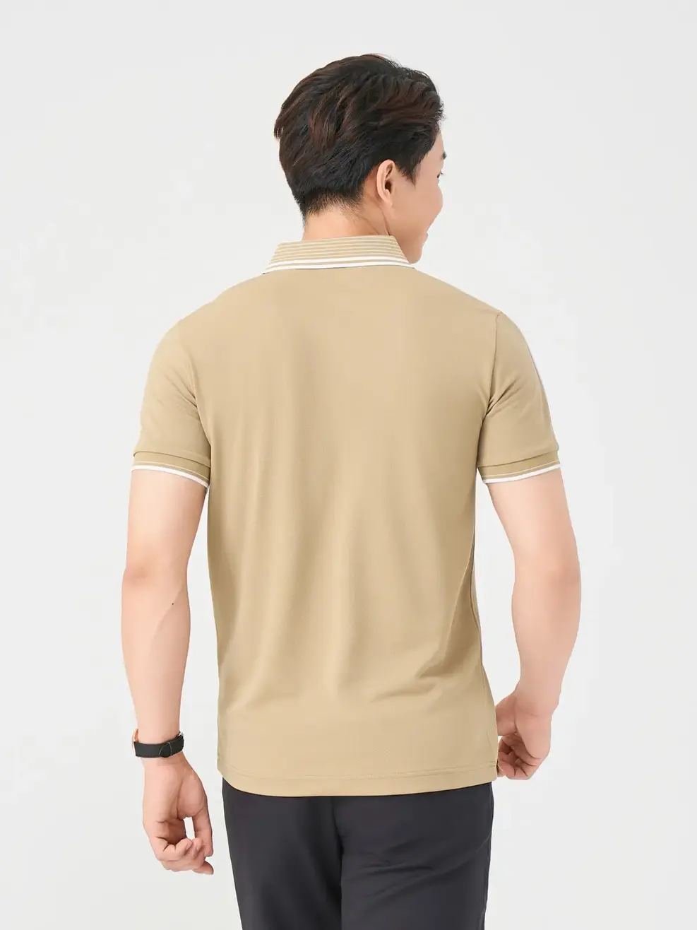 Áo Polo Nam Bo Cổ Kẻ ( Apm7219) - NÂU PHỐI TRẮNG 127 - M