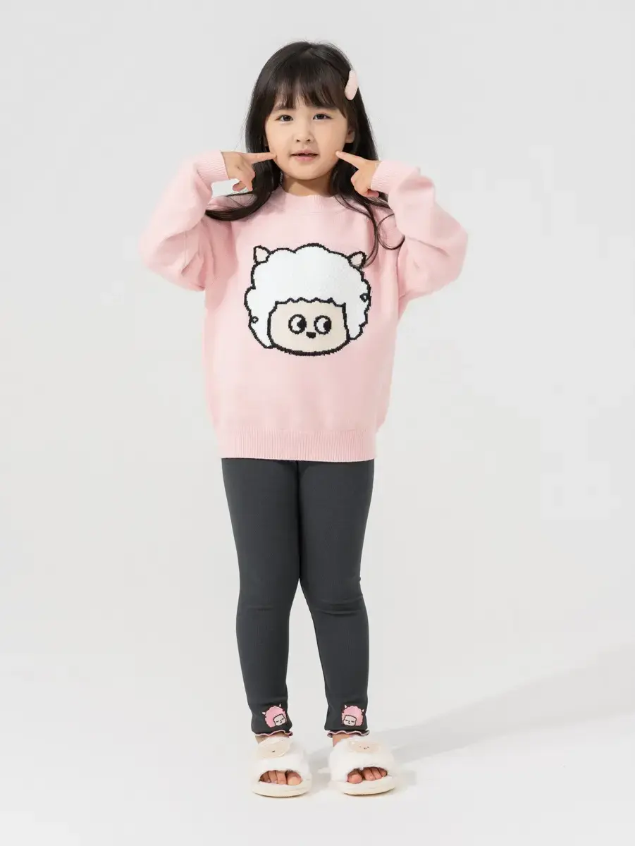 Quần Leging Kid Thêu Cừu - Xám - 2-3