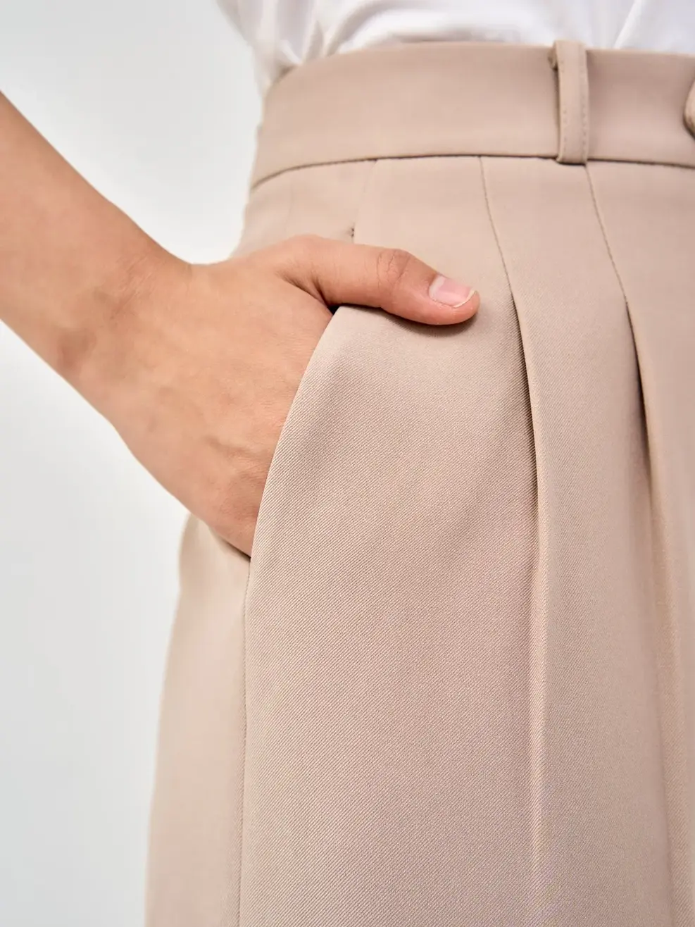 Quần Tây Nữ Ống Đứng Chun Cạp Sau - Ghi be - S