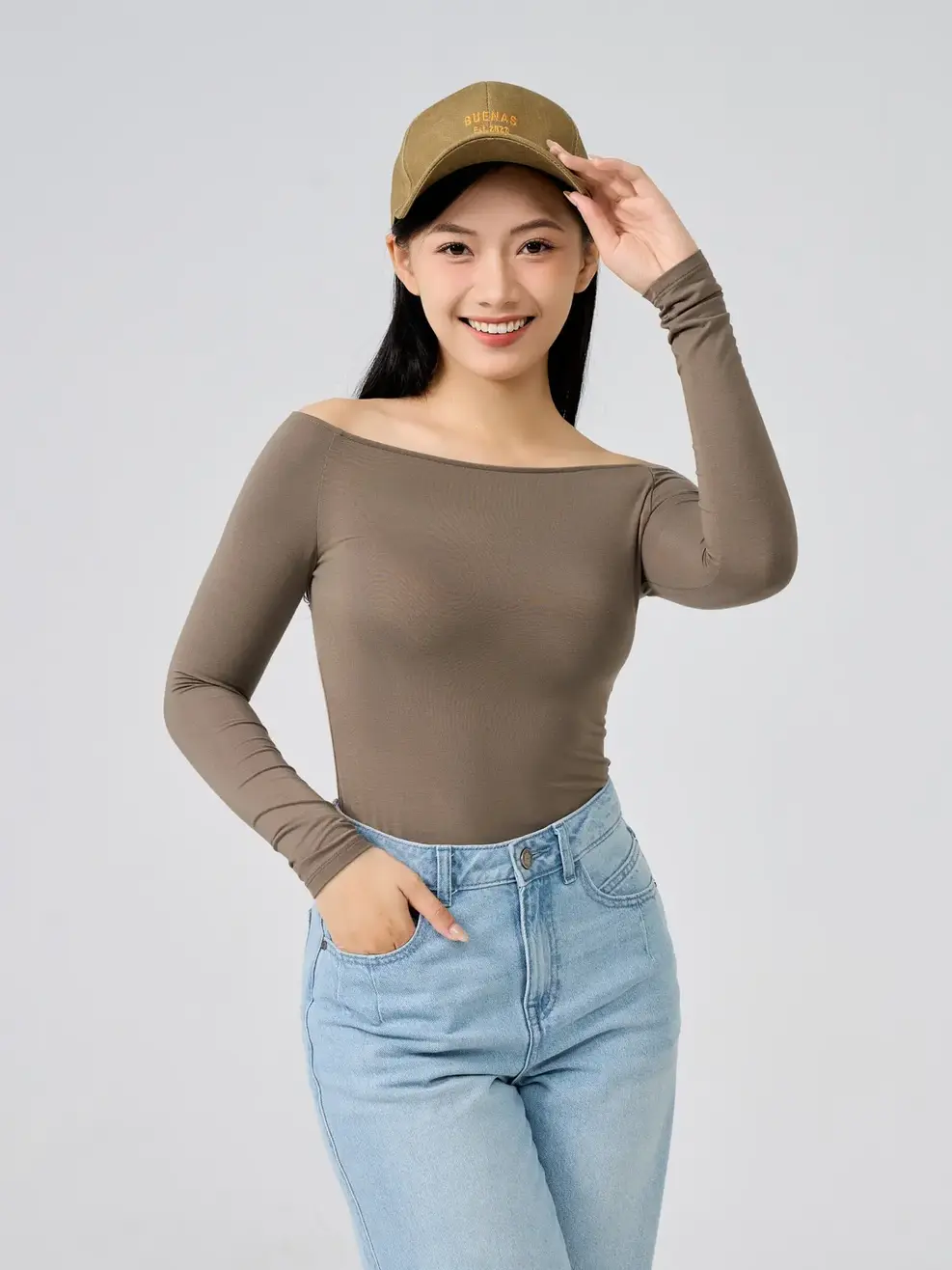 Áo Thu Đông Nữ Trễ Vai - Nâu - S