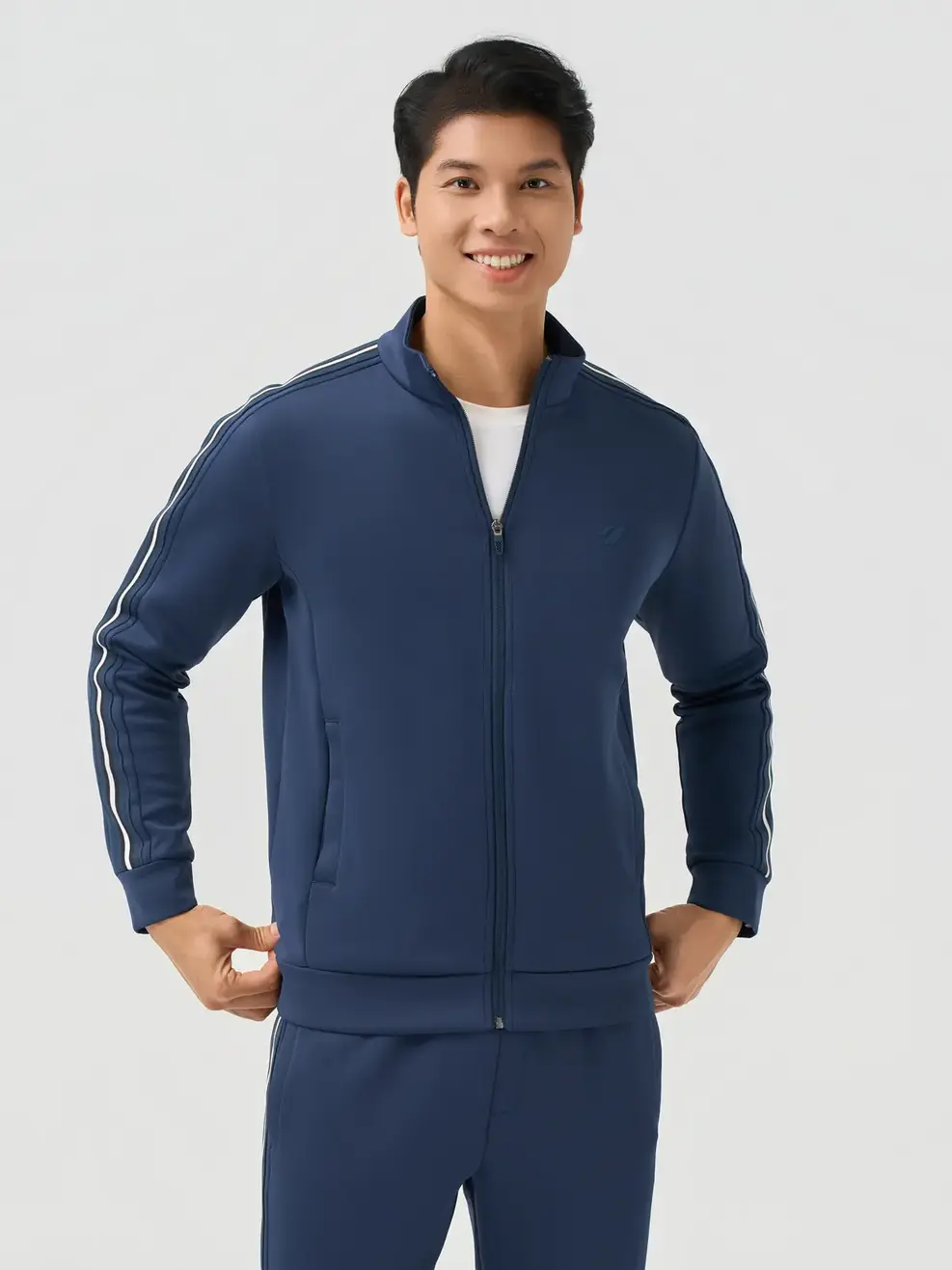 Bộ Đồ Nỉ Nam Thể Thao Phối Dây Dệt - Tím Than 009 - M