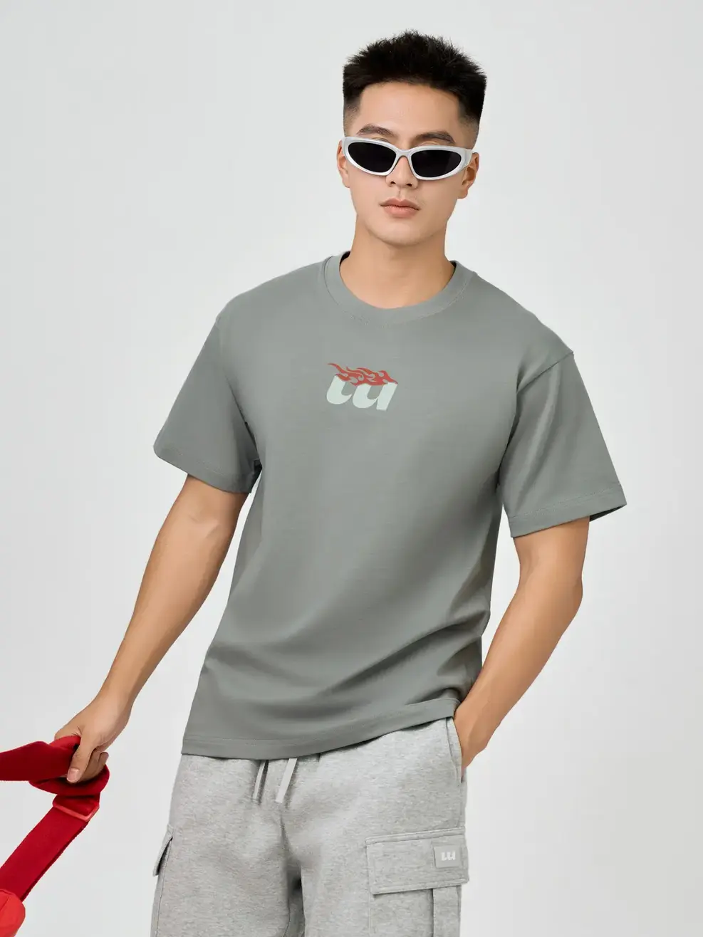 T-shirt Yoguu Determination - Ghi Đậm - 0