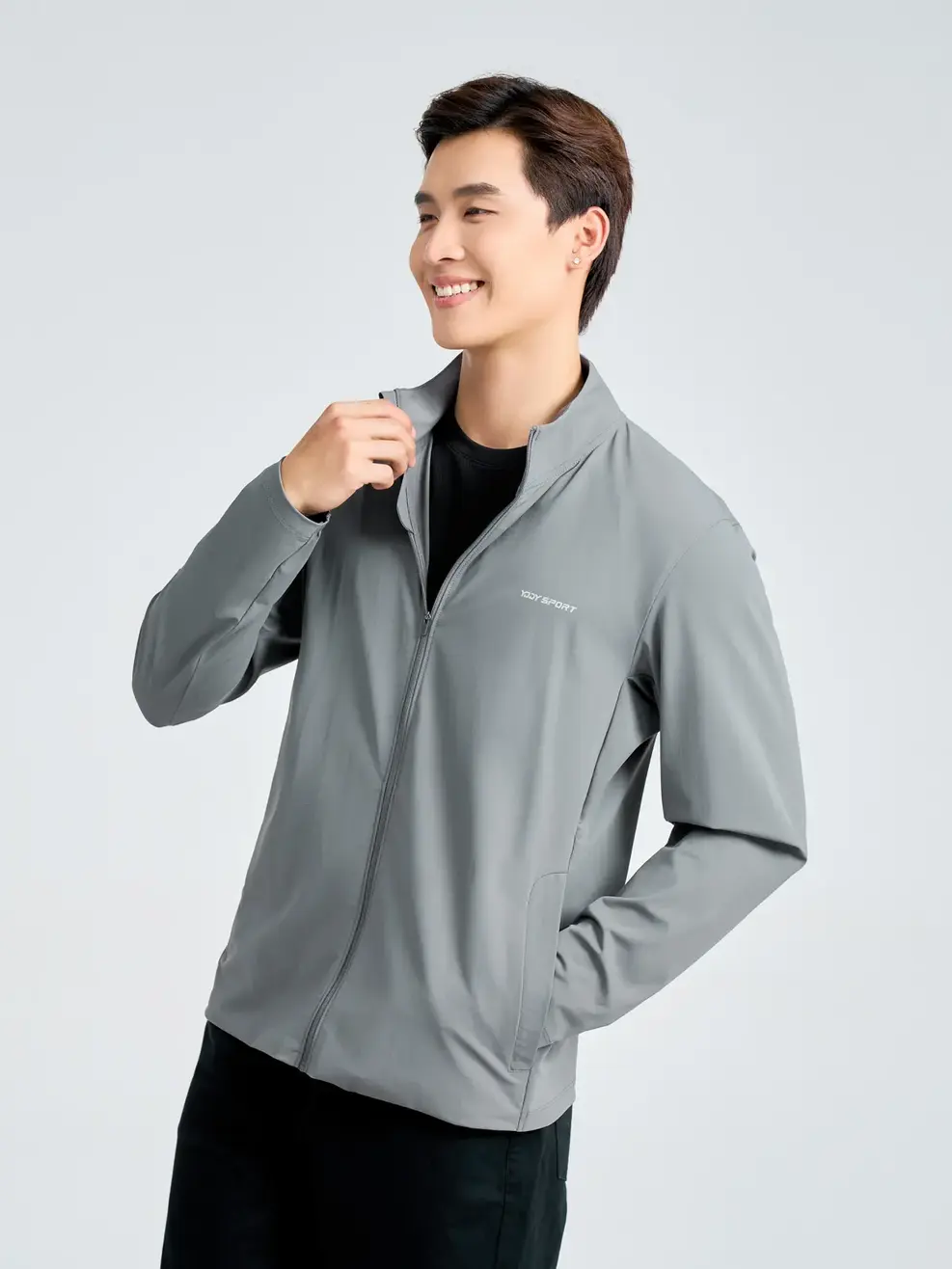 Áo Khoác Gió Thể Thao Nam Can Phối Yody Sport - Ghi - M