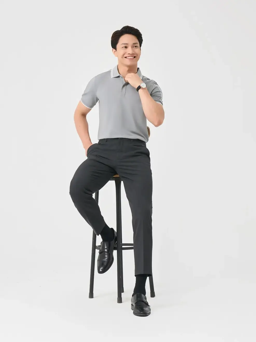 Quần Âu Nam Cạp Chun Ốp(qam7027) - Than chì 017 - 29