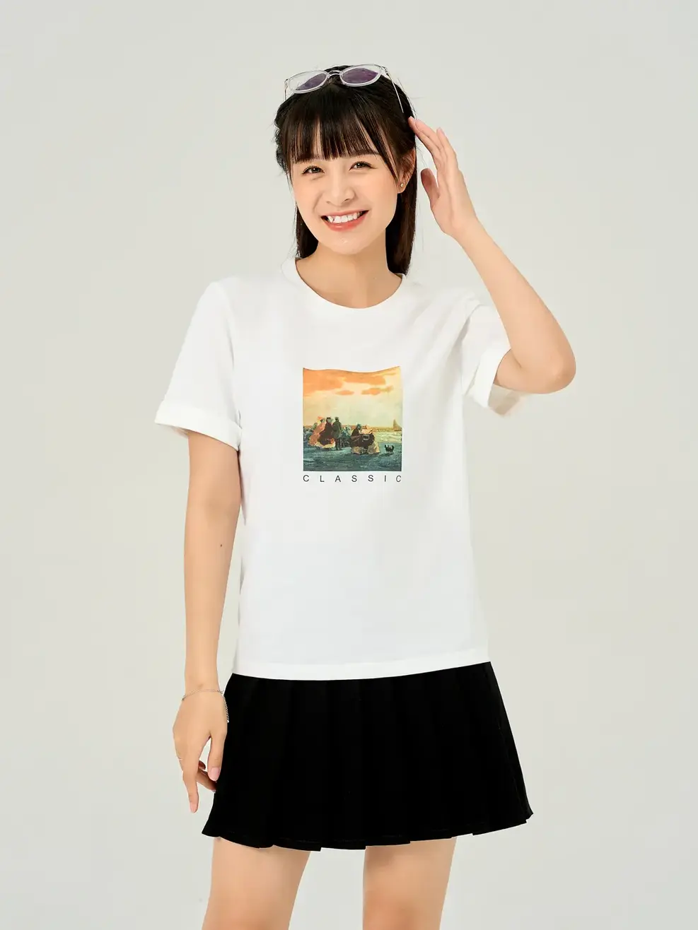 Áo thun nữ classic - Trắng - XL