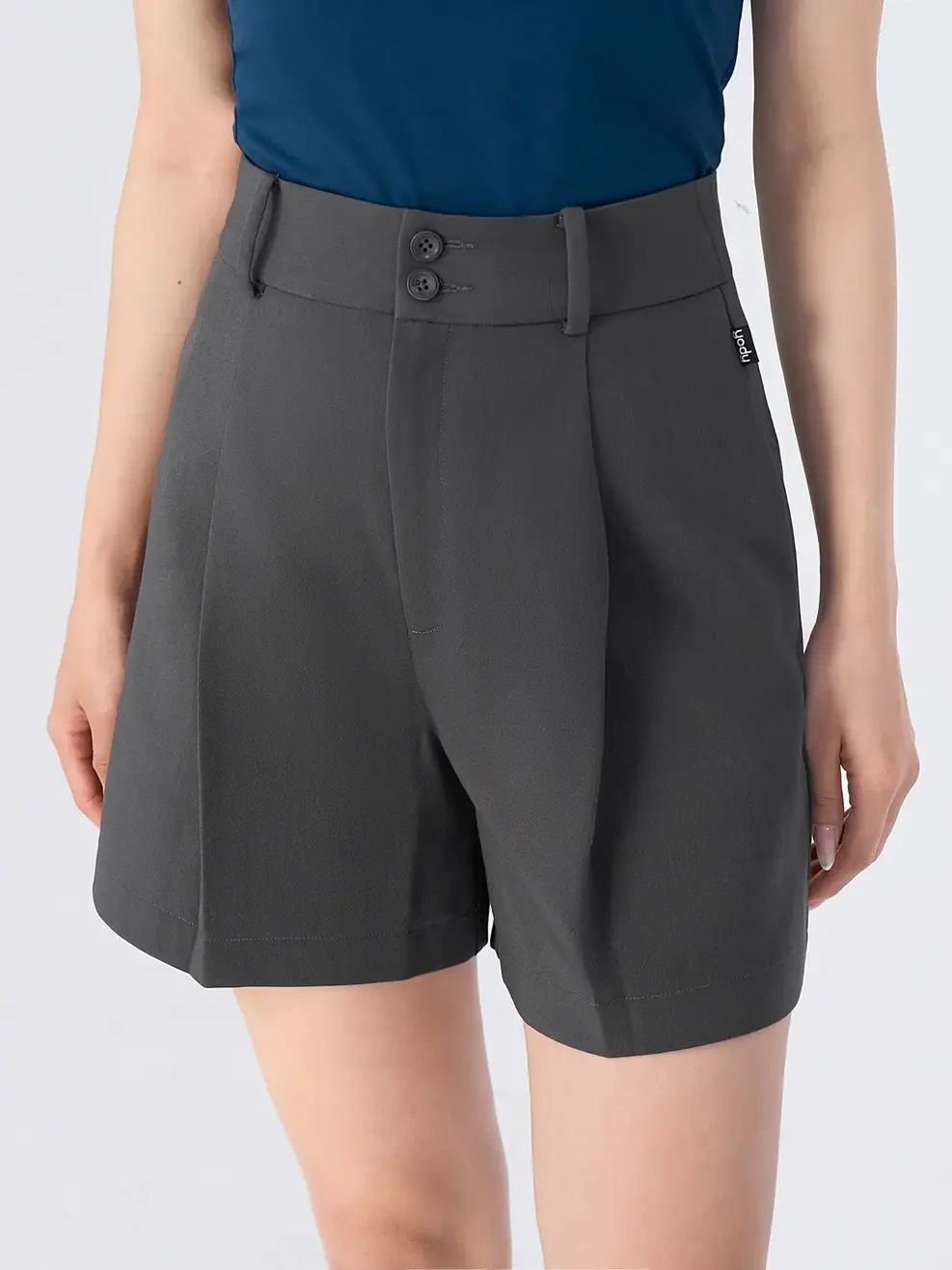 Quần Sooc Nữ Form Rộng - Ghi Đậm - S