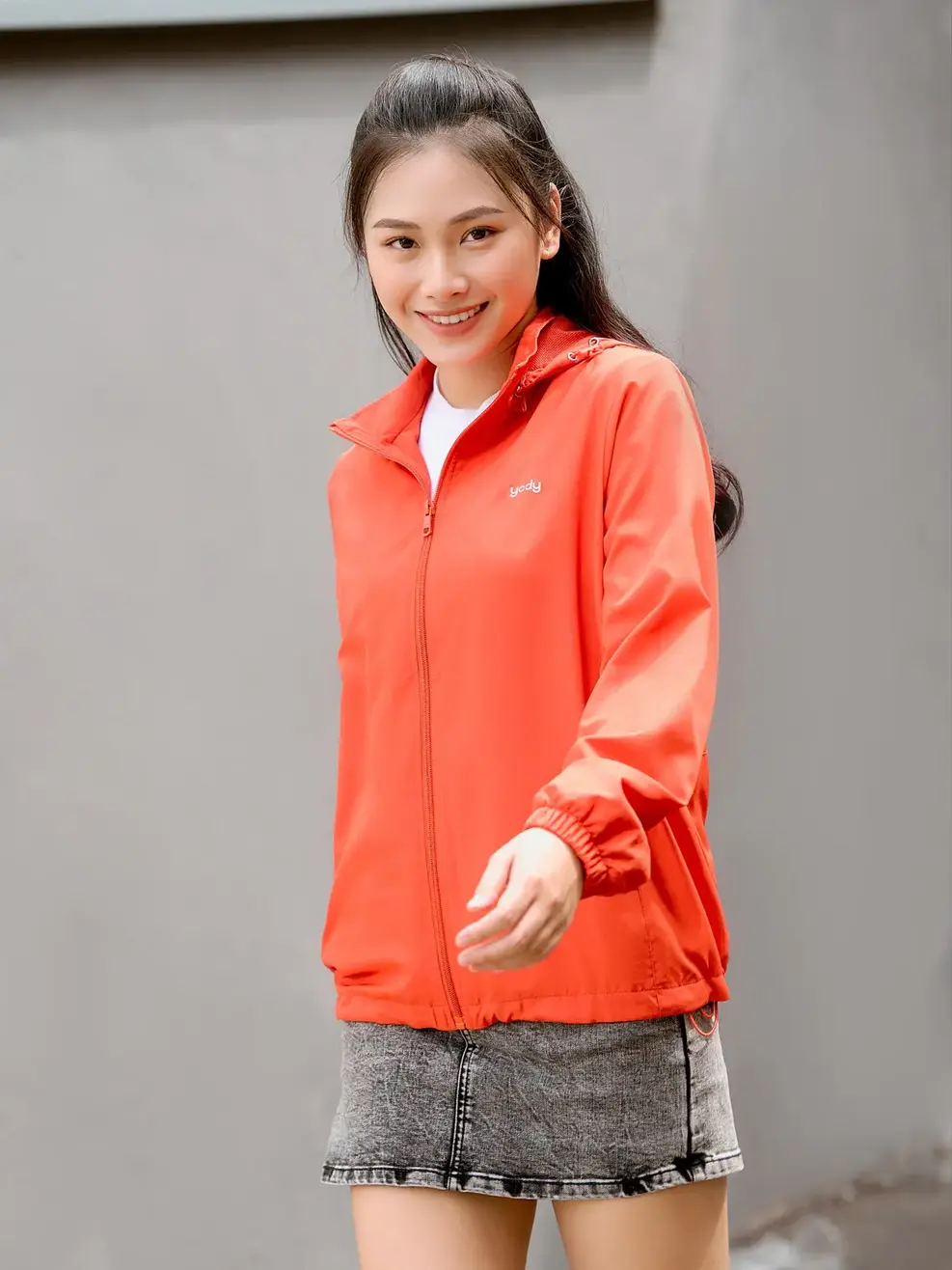 Áo khoác gió nữ trượt nước thông minh - Cam 1 - L