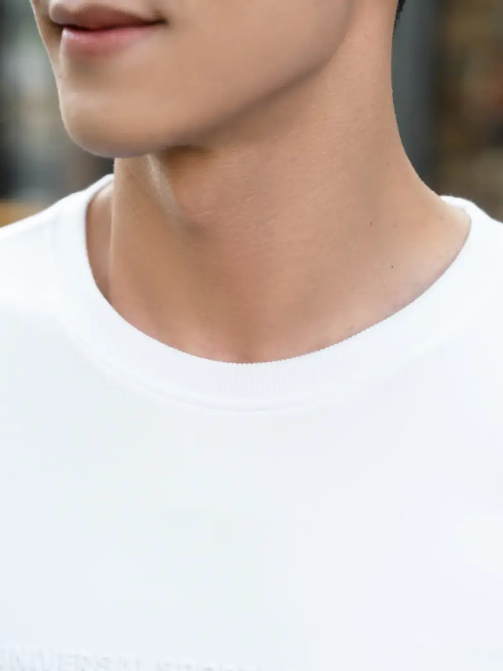 Áo thu đông nam, chất nỉ, ép chữ nổi - Trắng - M