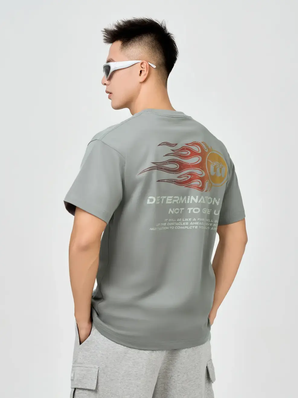 T-shirt Yoguu Determination - Ghi Đậm - 0