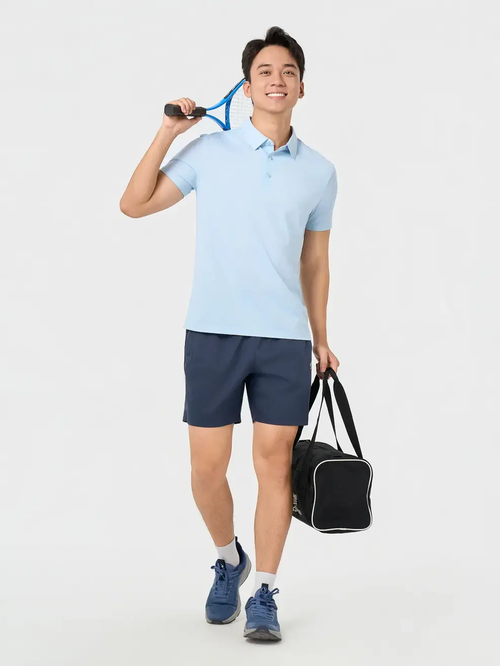 Áo Polo Thể Thao Nam Họa Tiết In Tay - Xanh Da Trời 084 - 3XL