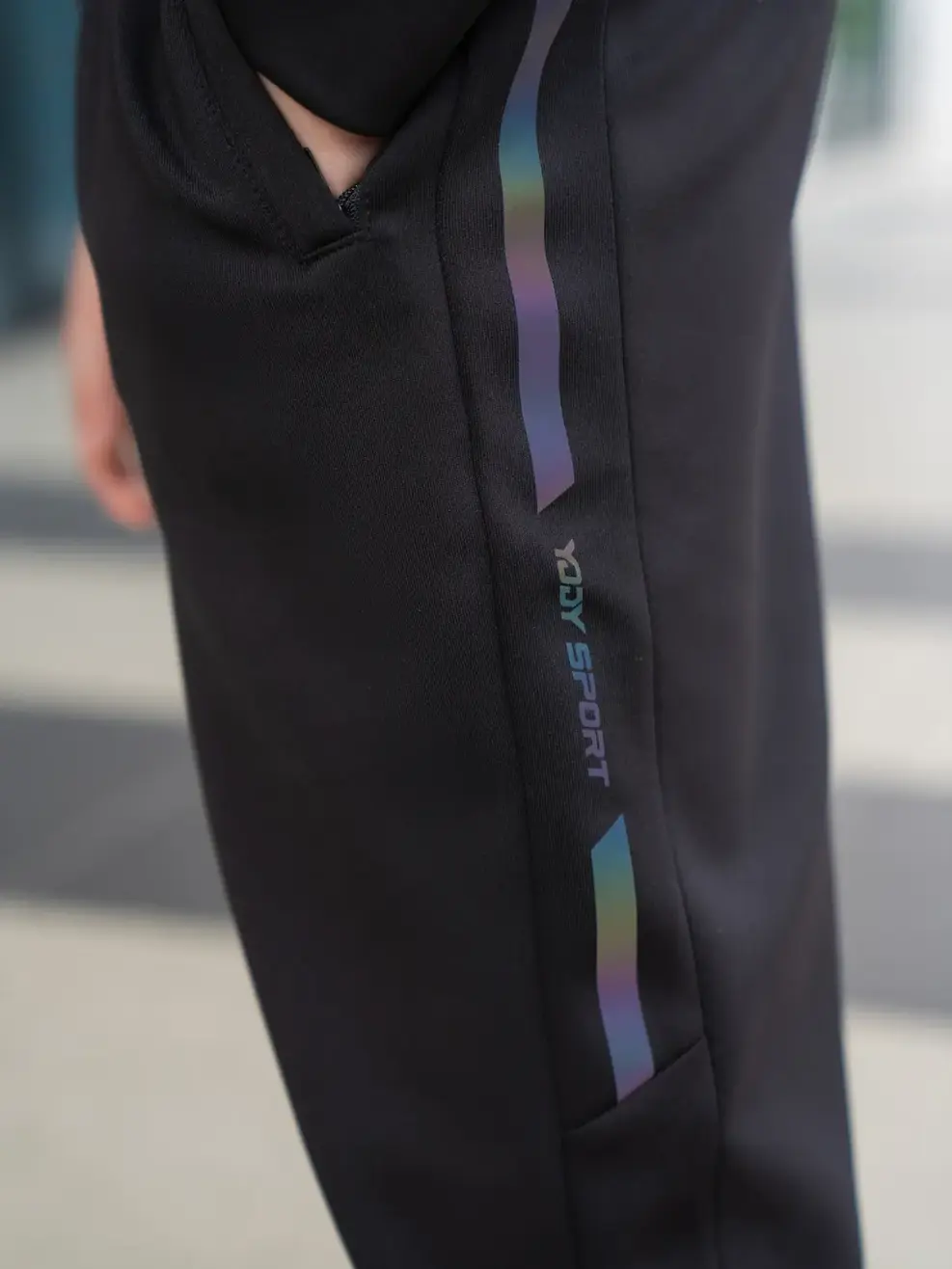 Bộ đồ thể thao trẻ em in sọc - Đen - 8