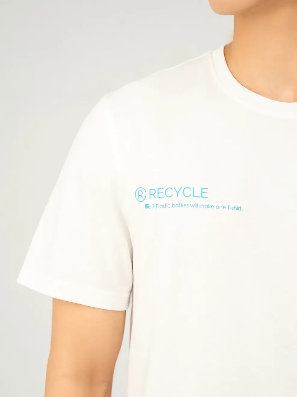 T-shirt Nam Yody Recycle In Ngực - Trắng 1 - M