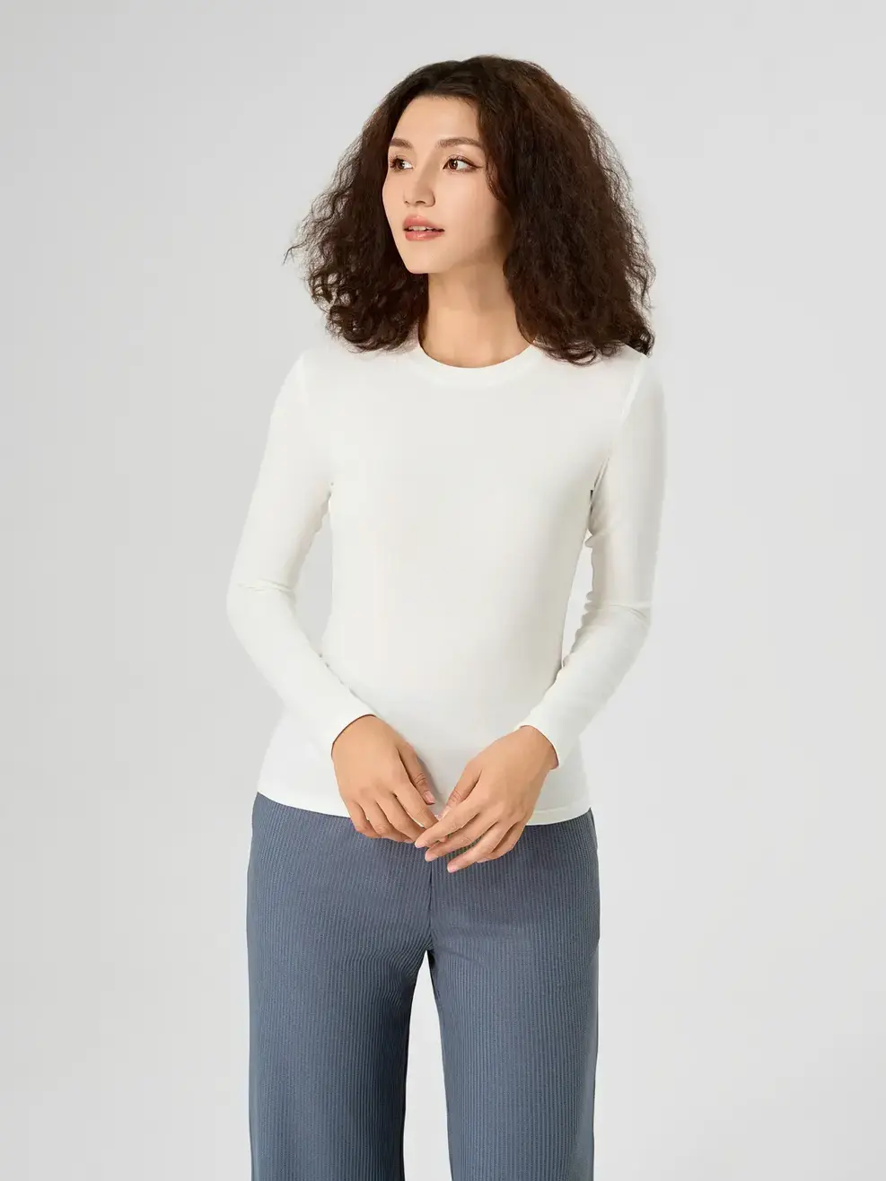 Áo Body Giữ Nhiệt Nữ Cổ Tròn(atn7006) - Trắng 001 - S