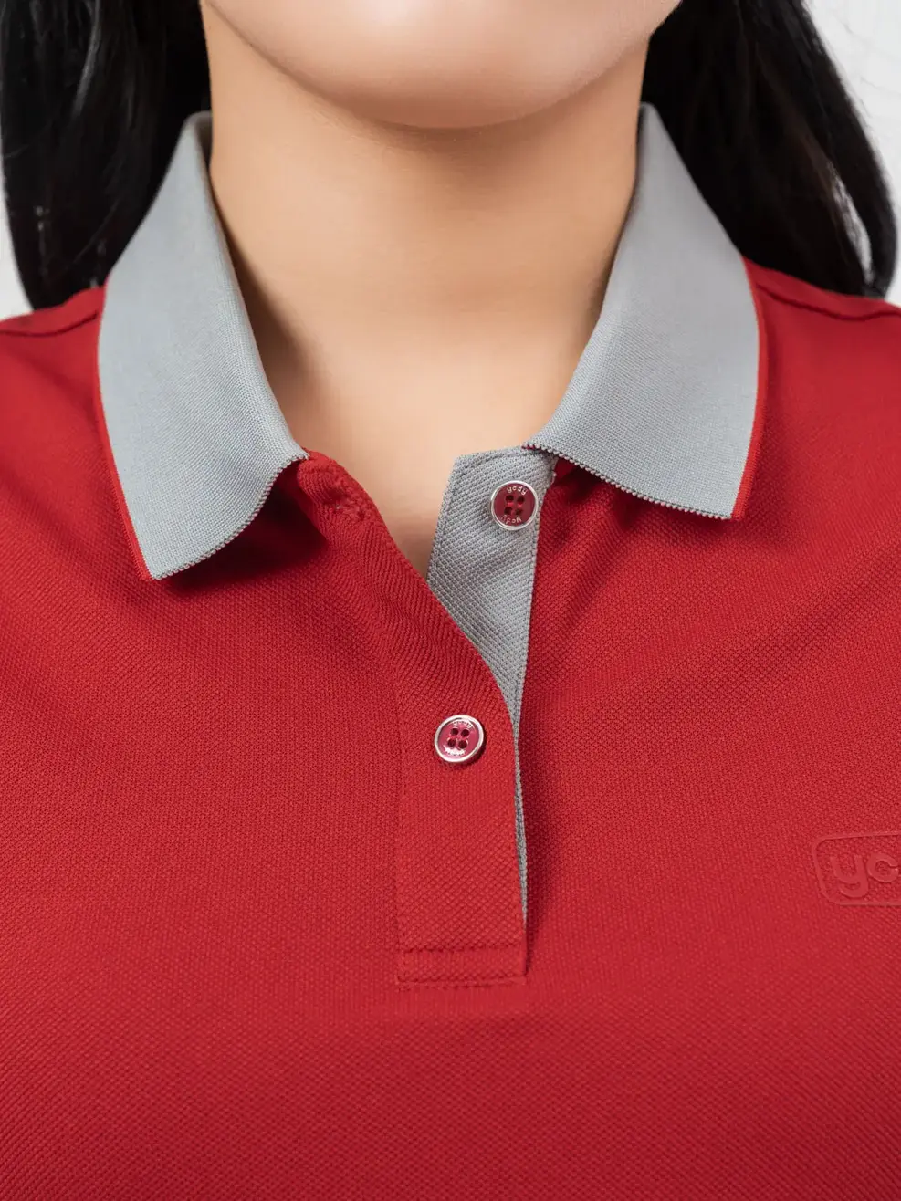 Áo Polo Nữ Cà Phê Phối Nẹp (APN3700) - ĐỎ PHỐI XÁM 016 - S