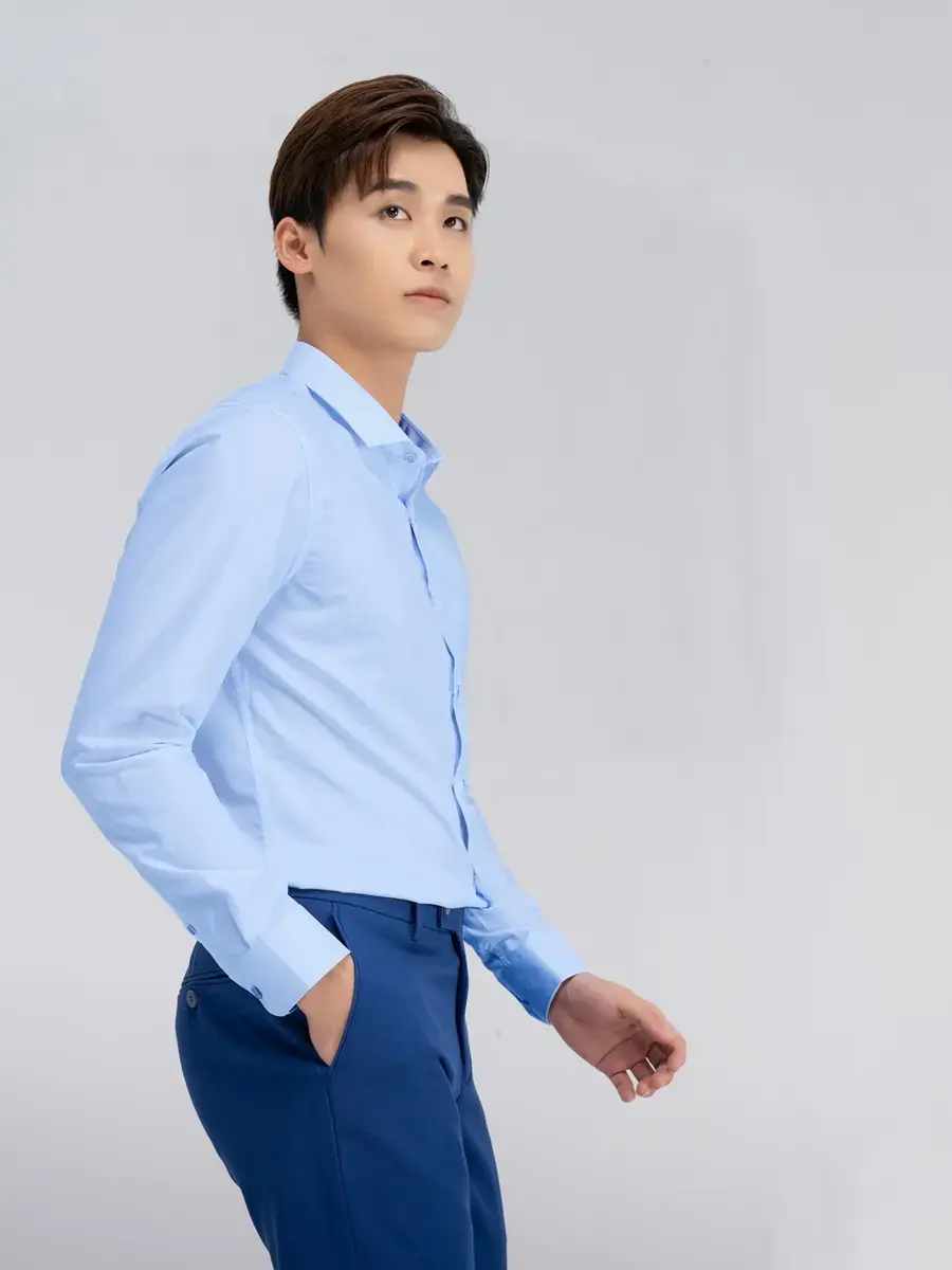 Sơ mi nam dài tay túi ngực 3M - Xanh nhạt - M