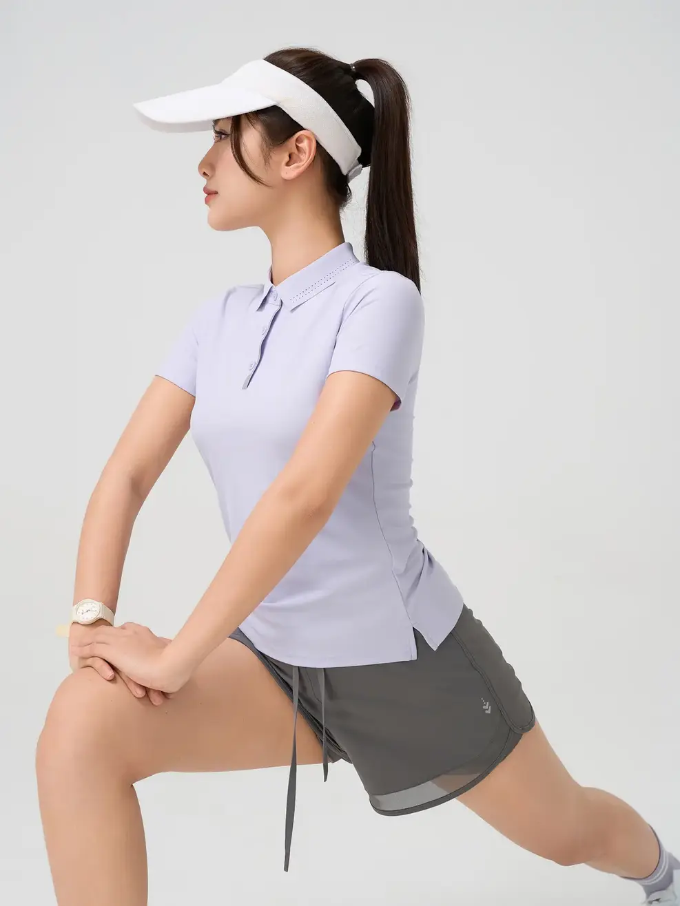 Áo Polo Nữ Airycool Ép Seam Lá Cổ Laser - Màu tím 002 - XS