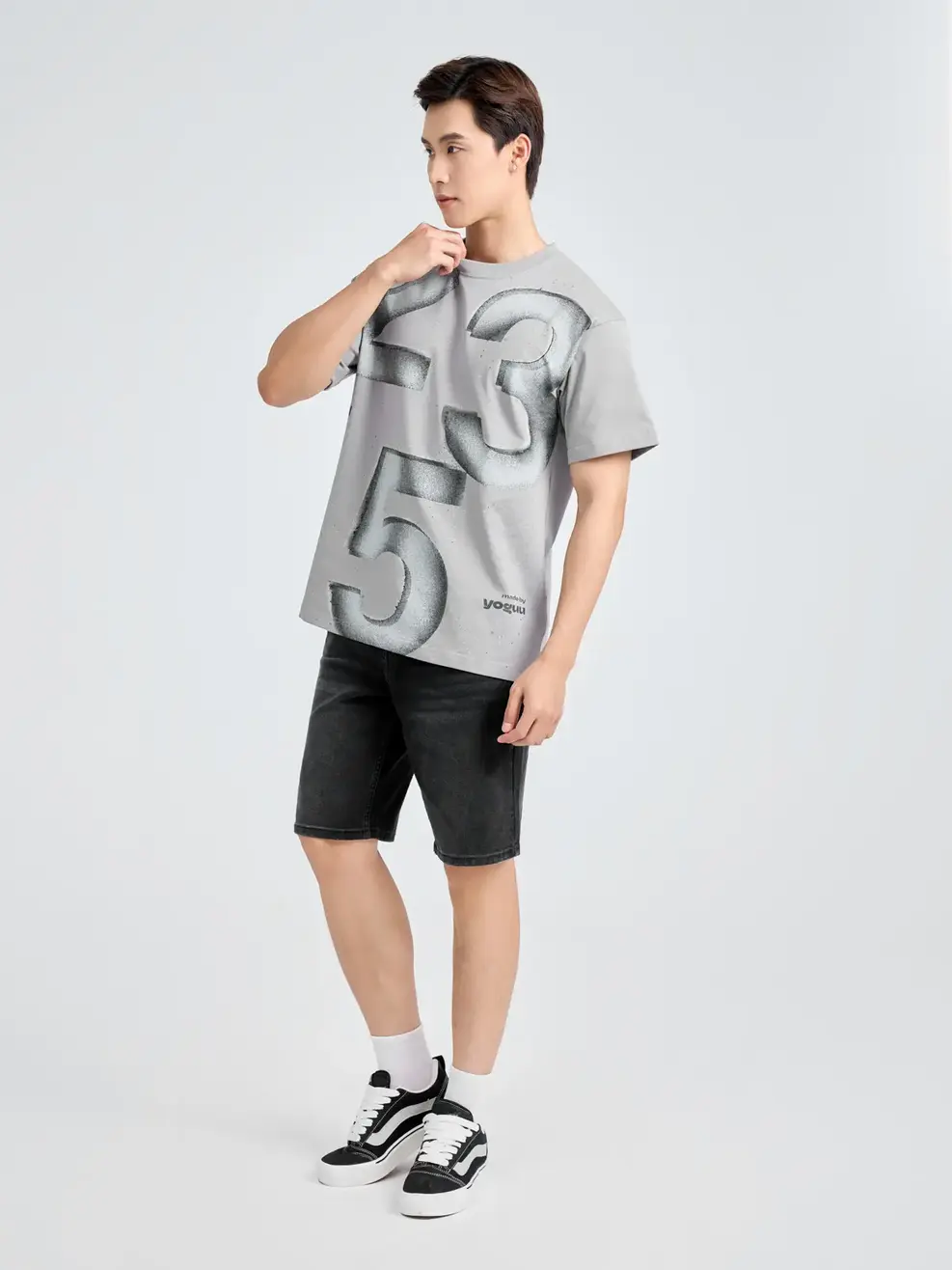 ÁO Tshirt Yoguu Random Number - Ghi Đậm - 1