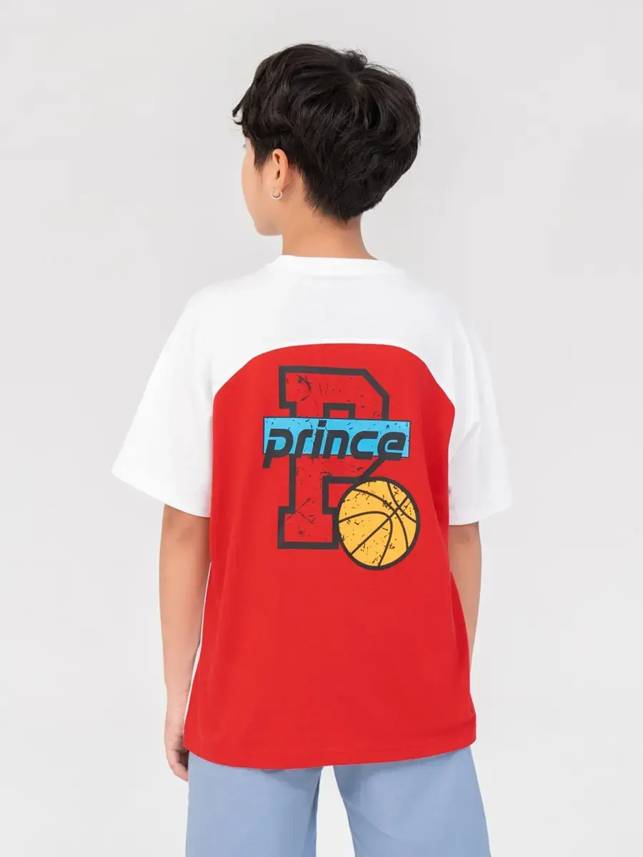 T-shirt Kid Lớn In Prince - Trắng phối đỏ - 10