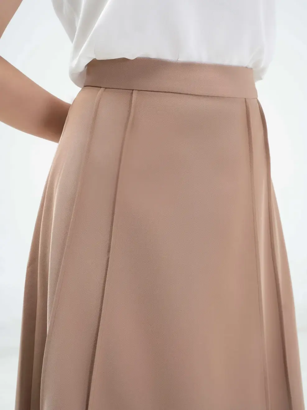 Chân váy nữ xòe mí gân - Nâu - S