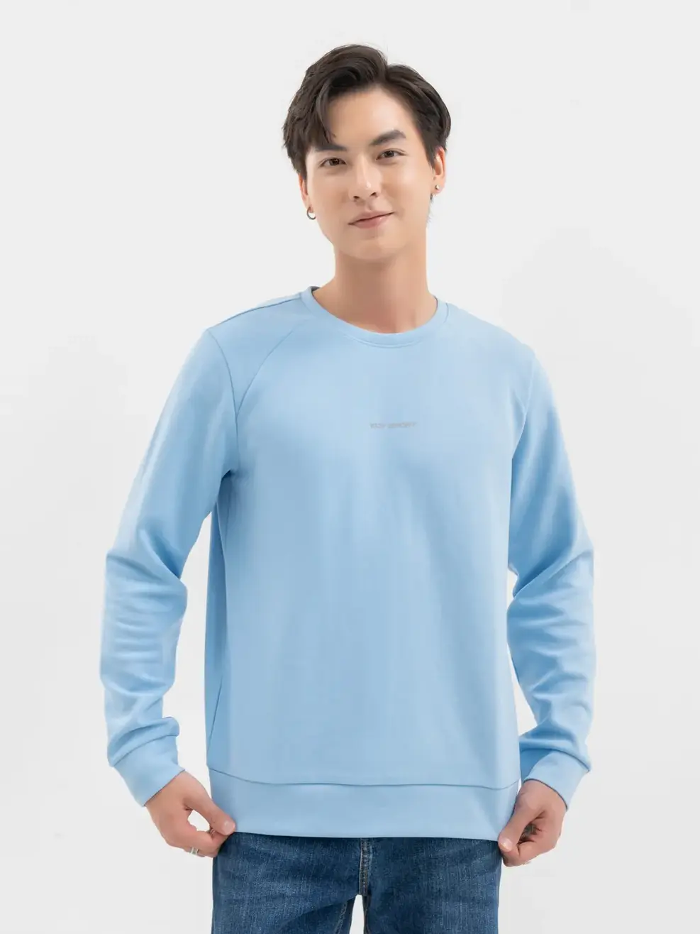 Áo Thể Thao Thu Đông Nam Nỉ Cơ Bản In Yody Sport - Xanh lơ - M