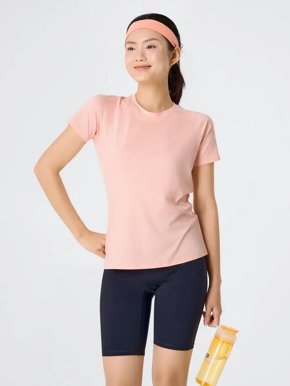 Áo Phông Thể Thao Siêu Nhẹ Dệt Melange - Phối Màu Hồng 085 - S