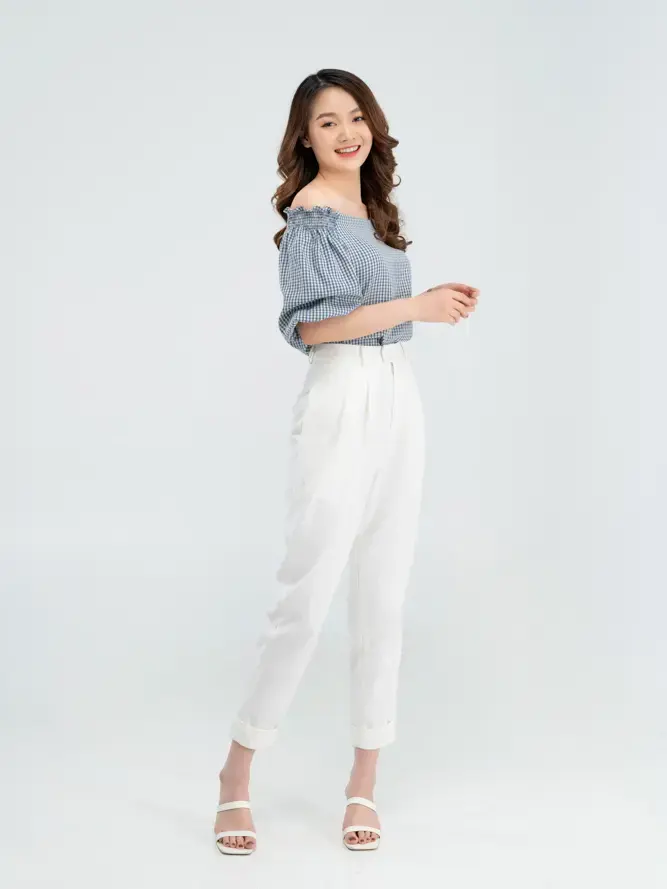 Sơ mi vai trễ tay lỡ - Xanh Biển - S