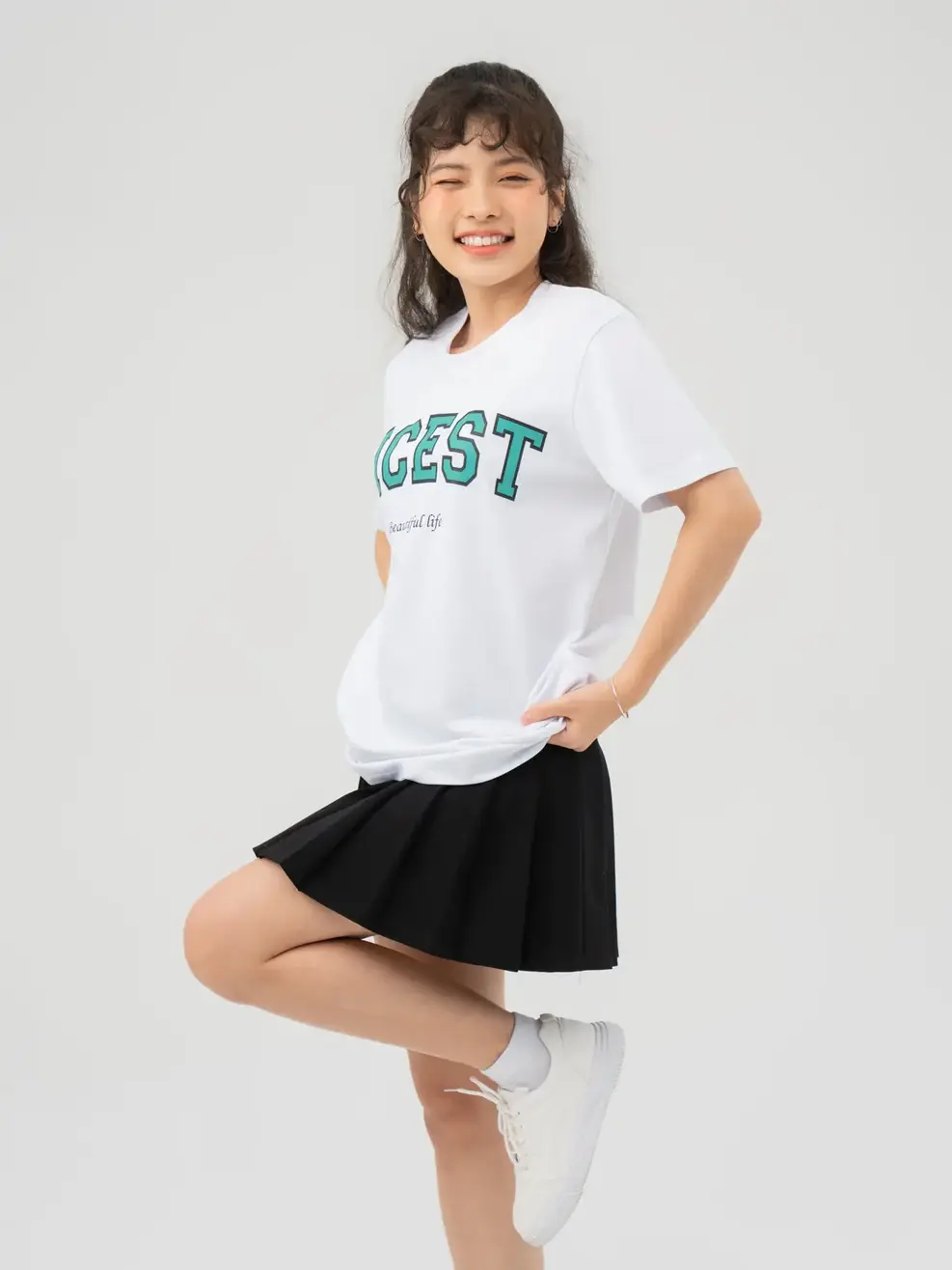 T-shirt Nữ In Nicest Bột Ngô - Trắng 1 - S