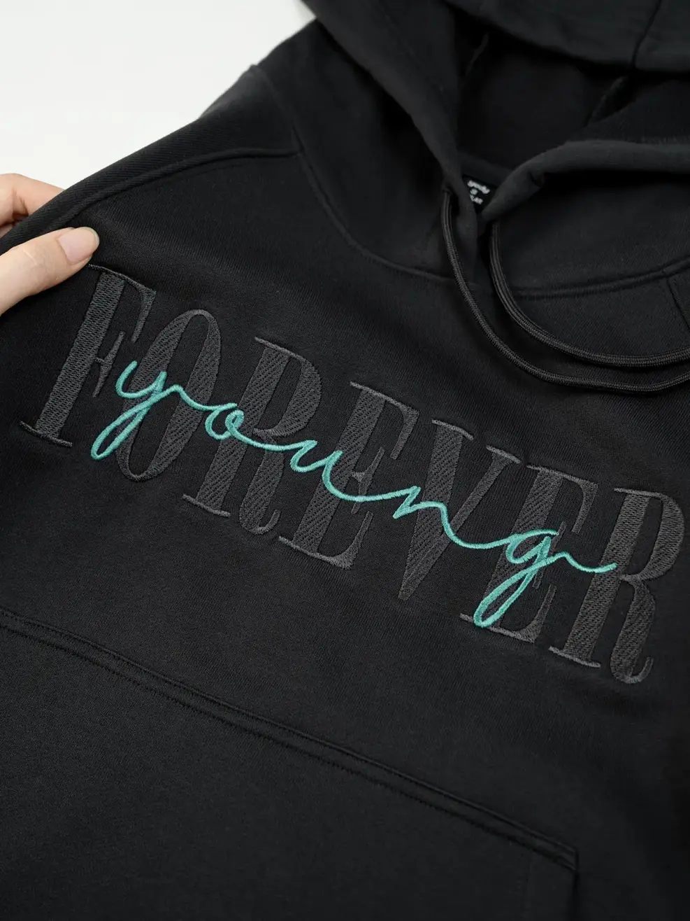 Bộ Đông Nữ Hoodie In Hình - Đen - S