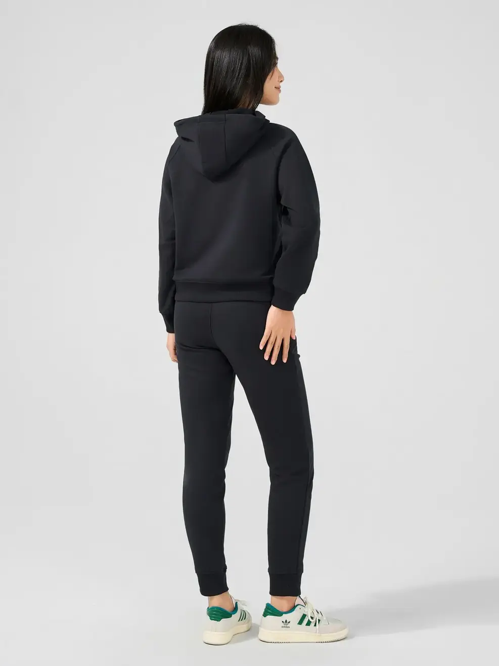 Bộ Đông Nữ Hoodie In Hình - Đen - S