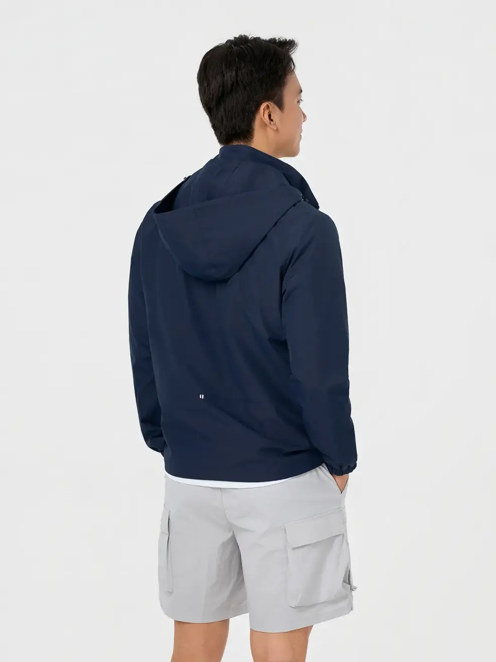 Áo Khoác Gió nam cơ bản phối dây dệt - Navy 001 - M