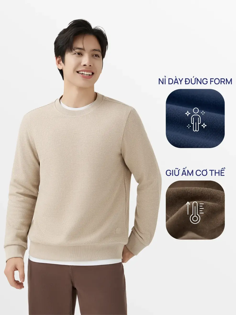 Áo Nỉ Nam Vải Hiệu Ứng - Be 125 - M