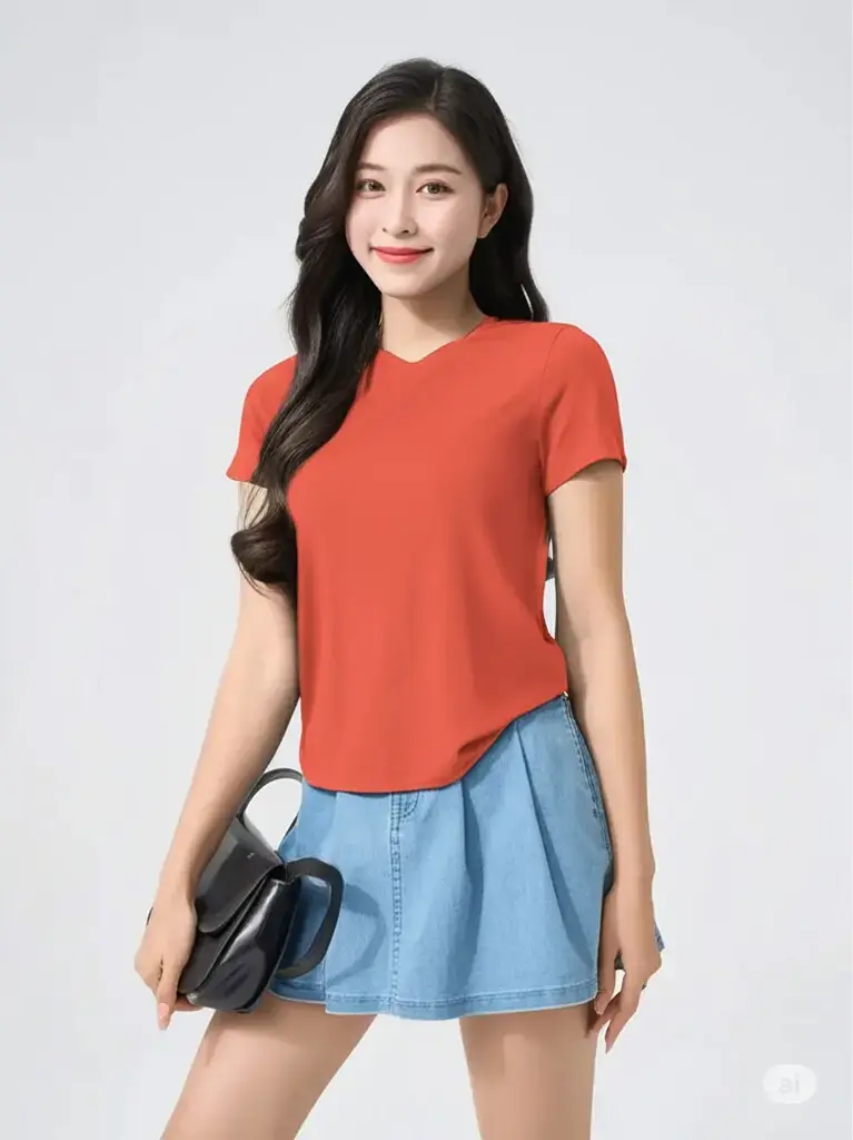 T-shirt Nữ Dáng Suông - Cam - XL