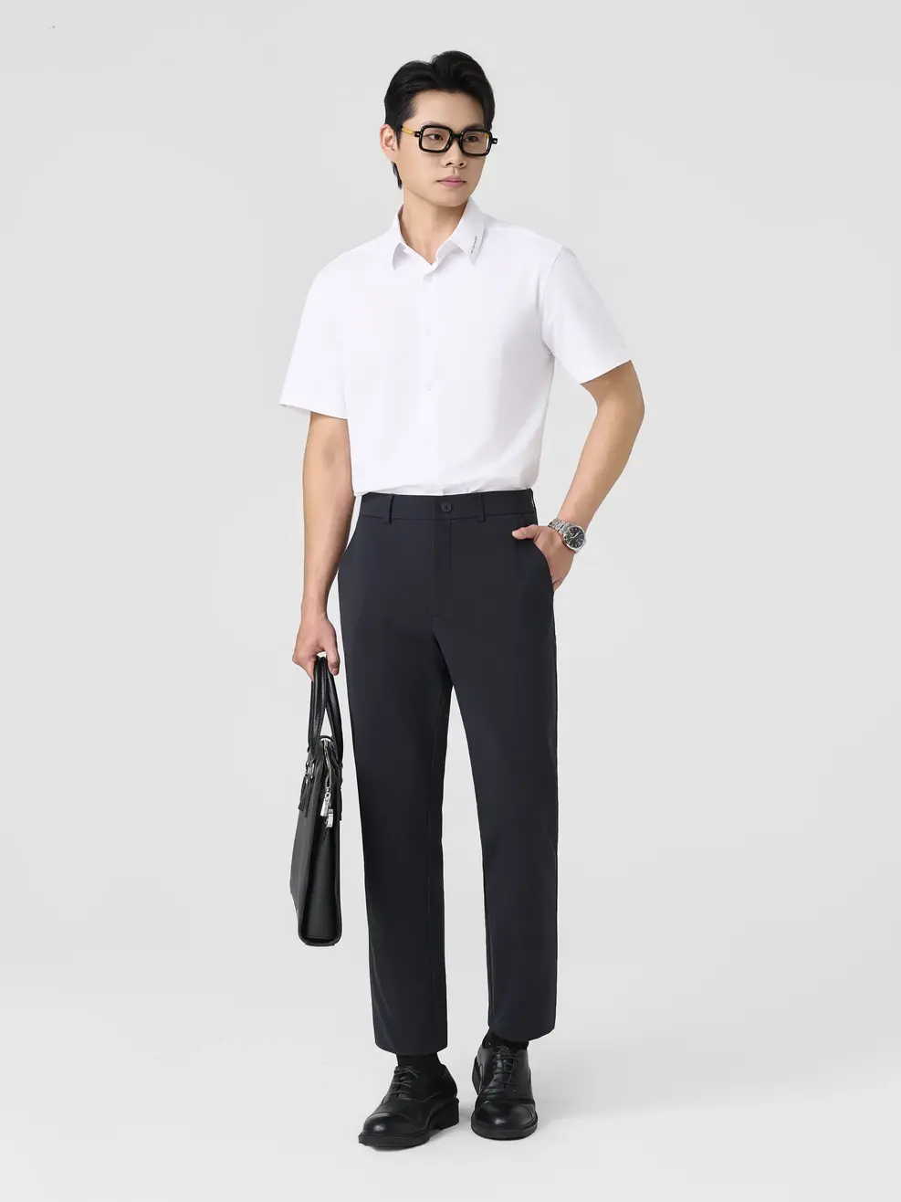 Áo Sơ-mi Ngắn Tay Cao Cấp Regular In Nổi - Trắng 016 - M