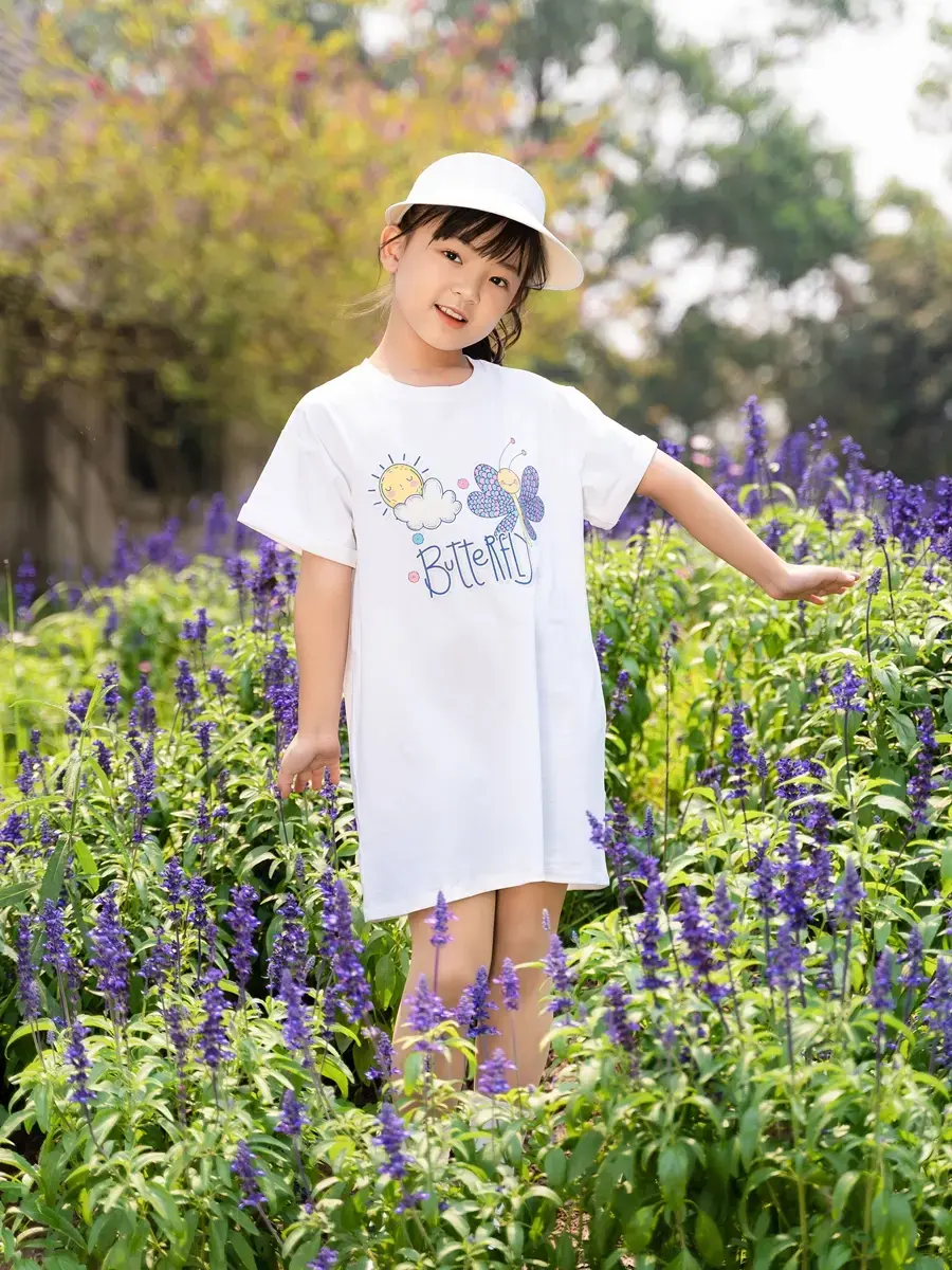 Váy kid nữ cánh bướm thêu - Trắng - 10