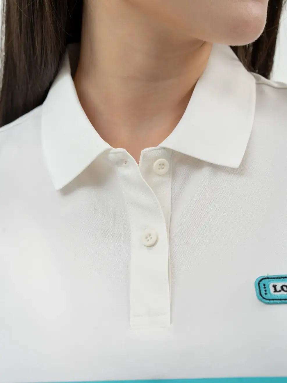 Áo Polo Nữ Mắt Chim In Kẻ - Trắng - S