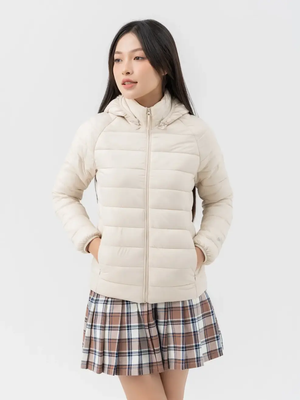 Áo Phao Nữ 3S Siêu Nhẹ Tay Raglan - Be - S