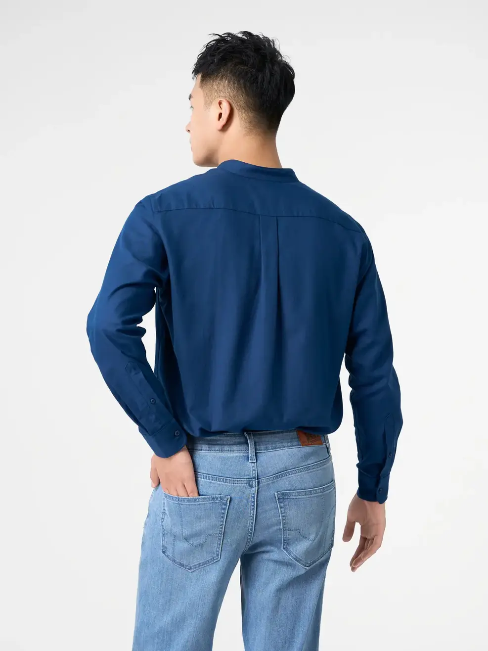 Áo Sơ Mi Nam Dài Tay Đũi Cổ Tàu - Tím Than 006 - M