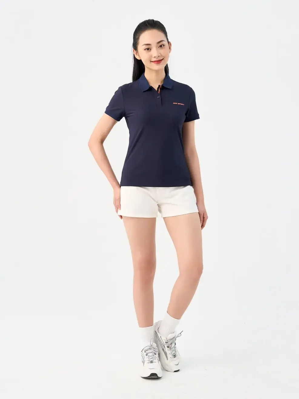 Polo Nữ Yody Sport Phối Nẹp - Tím than - S