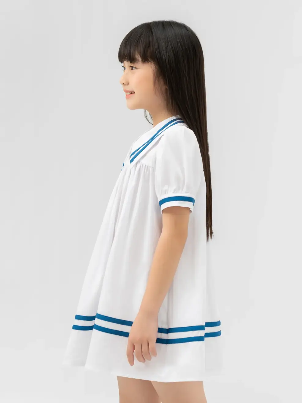 Đầm Bé Gái Đè Dây Dệt Trang Trí - Trắng - 2-3