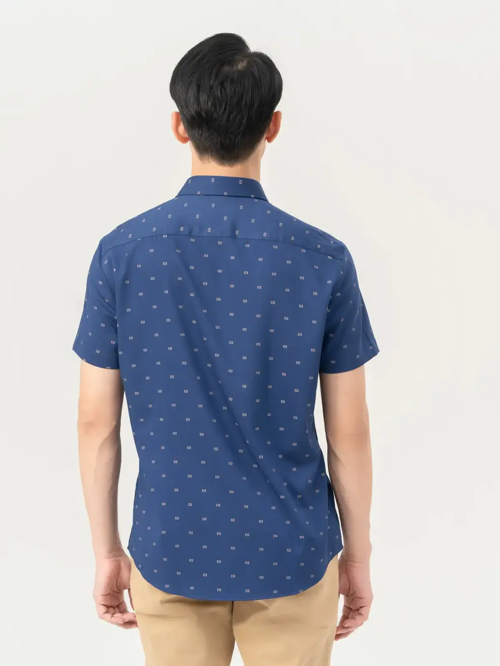 Sơ Mi Cộc Tay Nam Bamboo Họa Tiết - Xanh - M