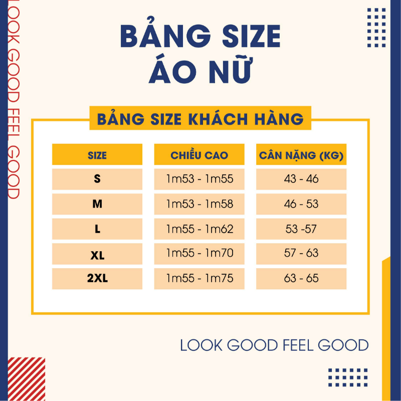 Bảng size áo thun nữ YODY