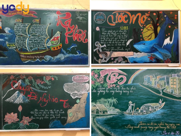 Mẫu trang trí bảng 20/11 chủ đề thư pháp 2