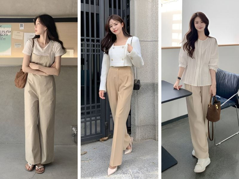 Quần màu kem phối áo màu gì