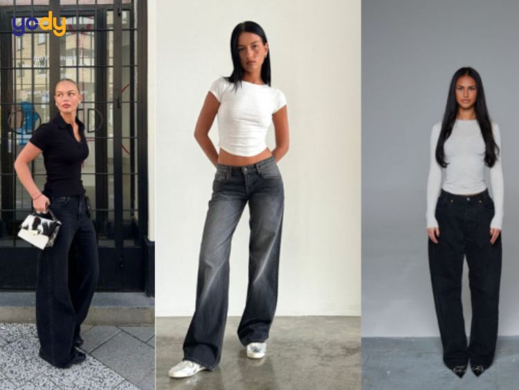 Quần jean đen với áo thun trắng (basic style)