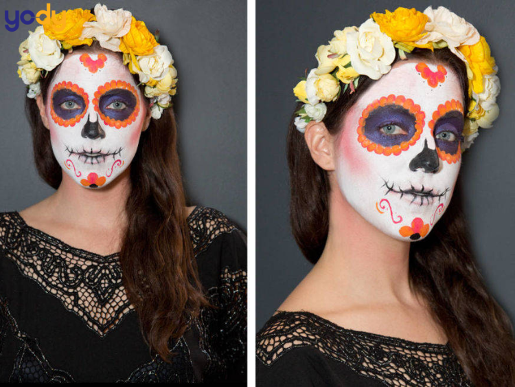 Halloween makeup mặt nạ vẽ tay