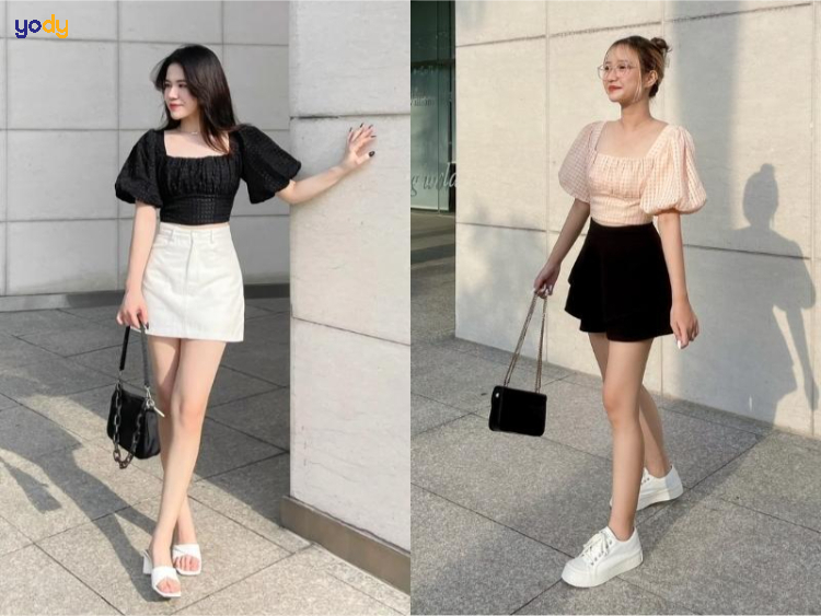 Phối đồ với áo kiểu tay bồng