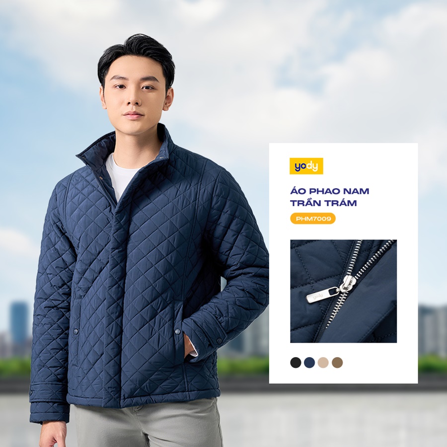 Áo phao nam trần trám hạn chế xổ lông bông qua các mũi kim may